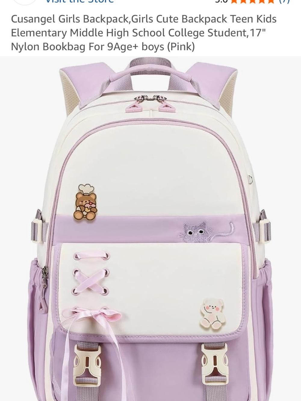 Kids Cute Lavender & Cream Backpack